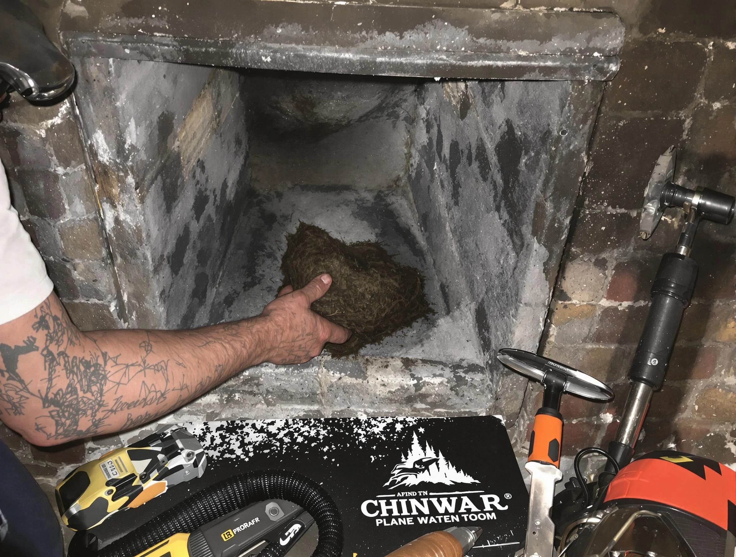 Colonial Beach Chimney Sweep safely removing debris and screening chimney in Colonial Beach, VA