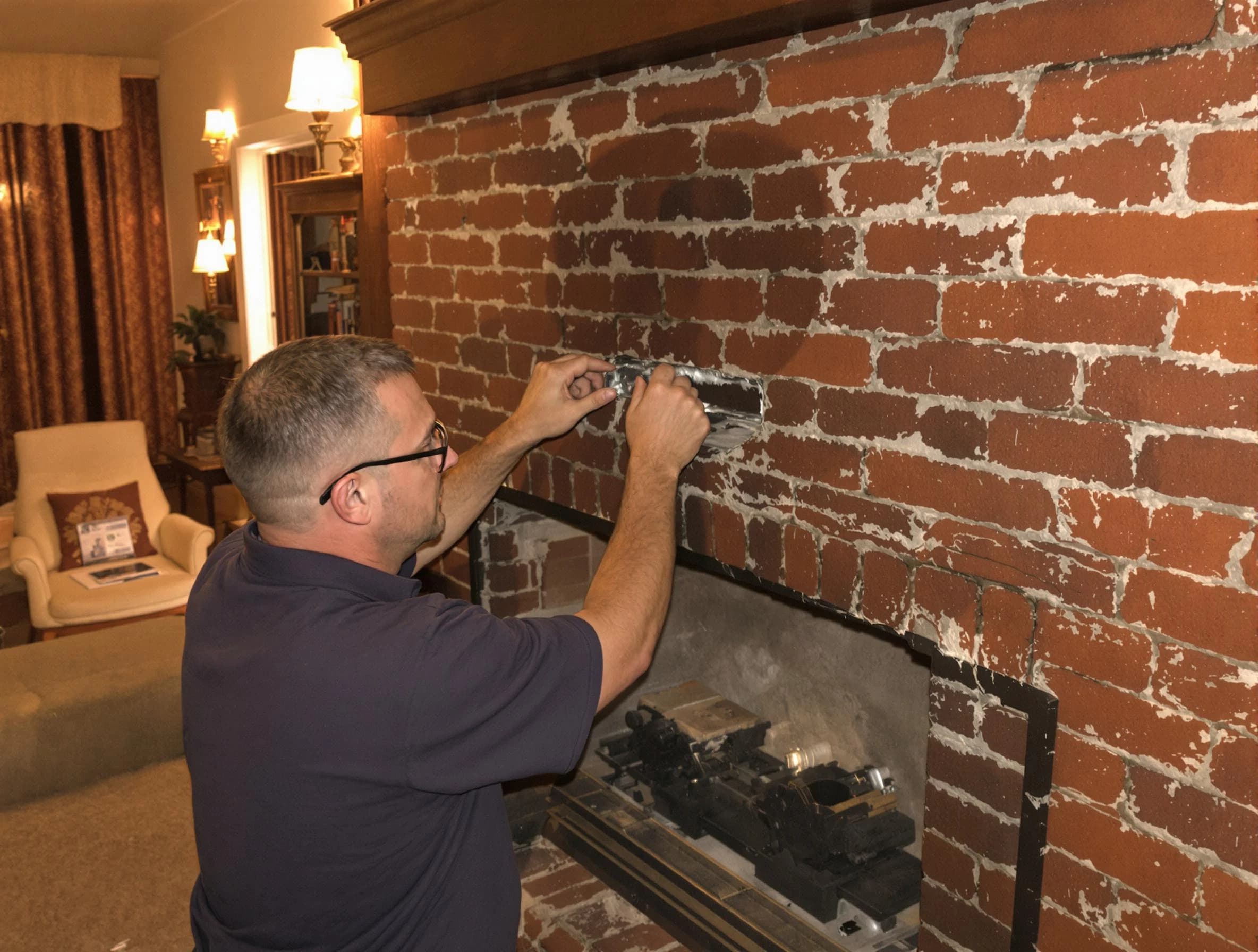 Colonial Beach Chimney Sweep expert fixing a fireplace in Colonial Beach, VA