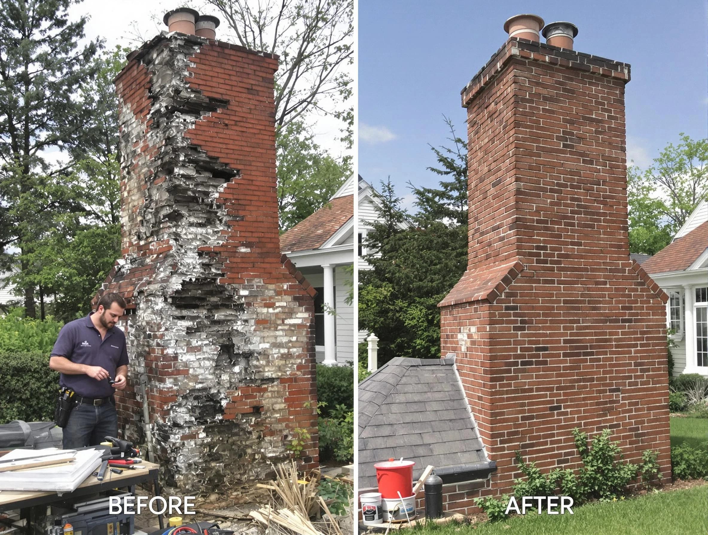 Colonial Beach Chimney Sweep performing a full chimney restoration in Colonial Beach, VA
