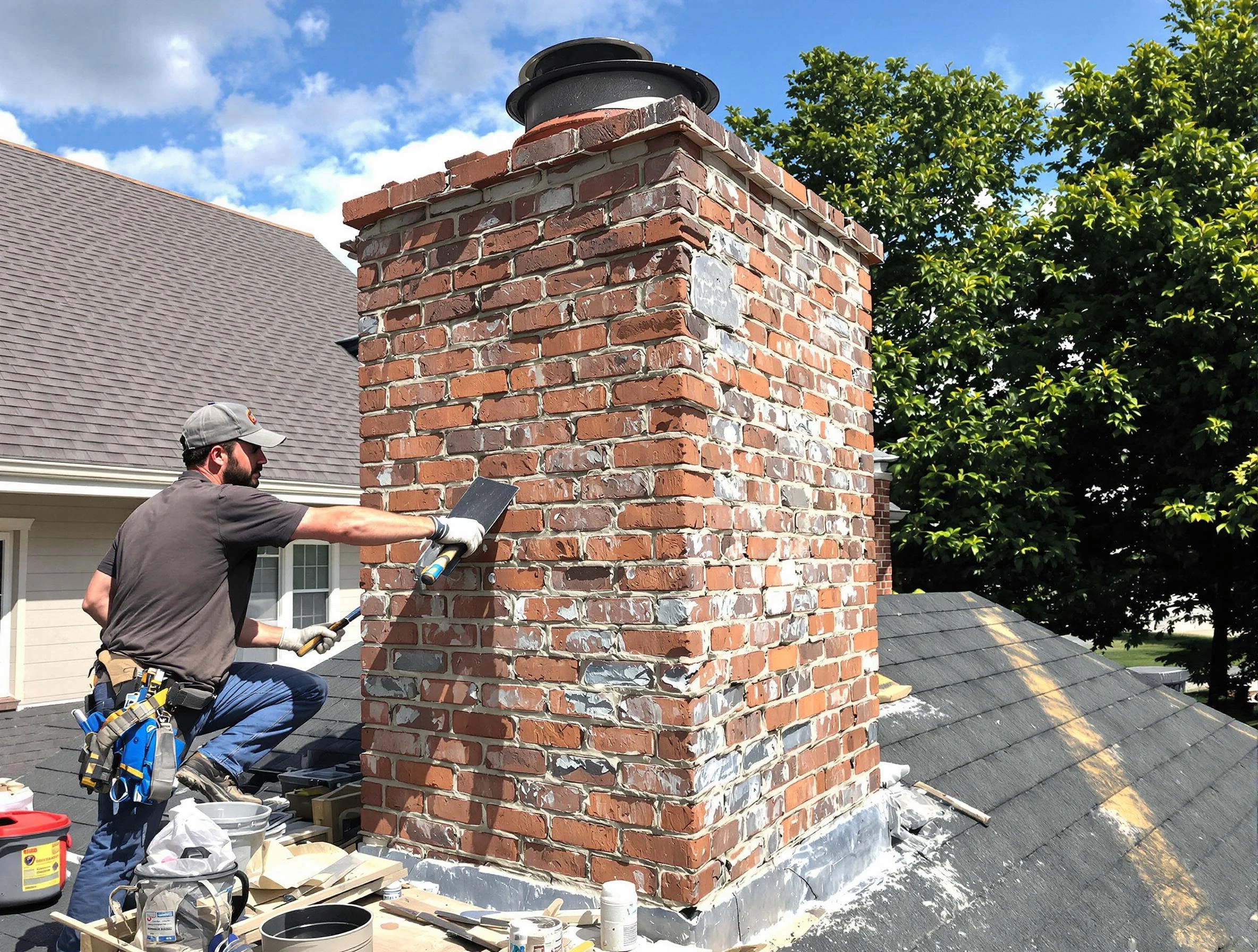 Completed chimney rebuild by Colonial Beach Chimney Sweep in Colonial Beach, VA