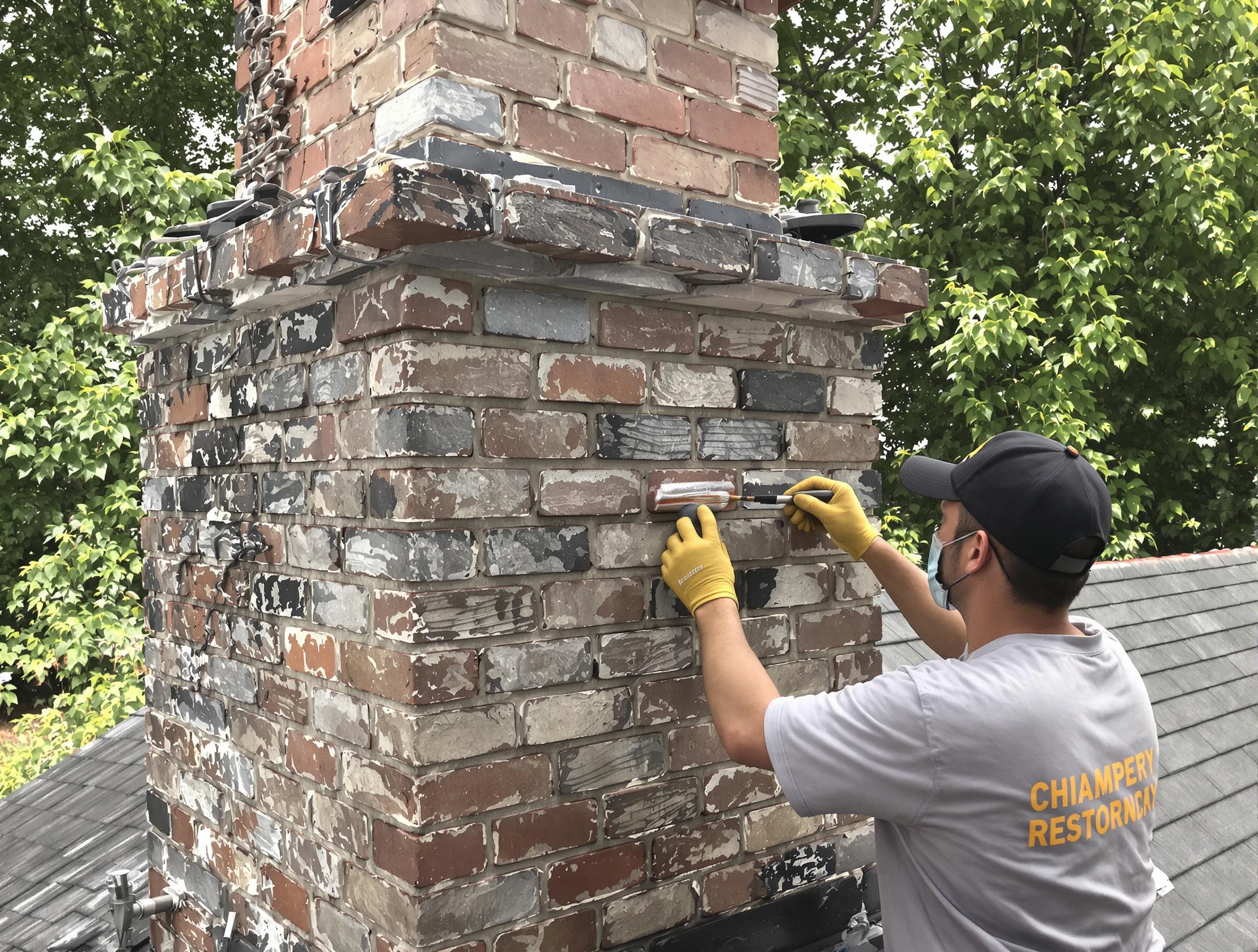 In-progress chimney restoration by Colonial Beach Chimney Sweep in Colonial Beach, VA